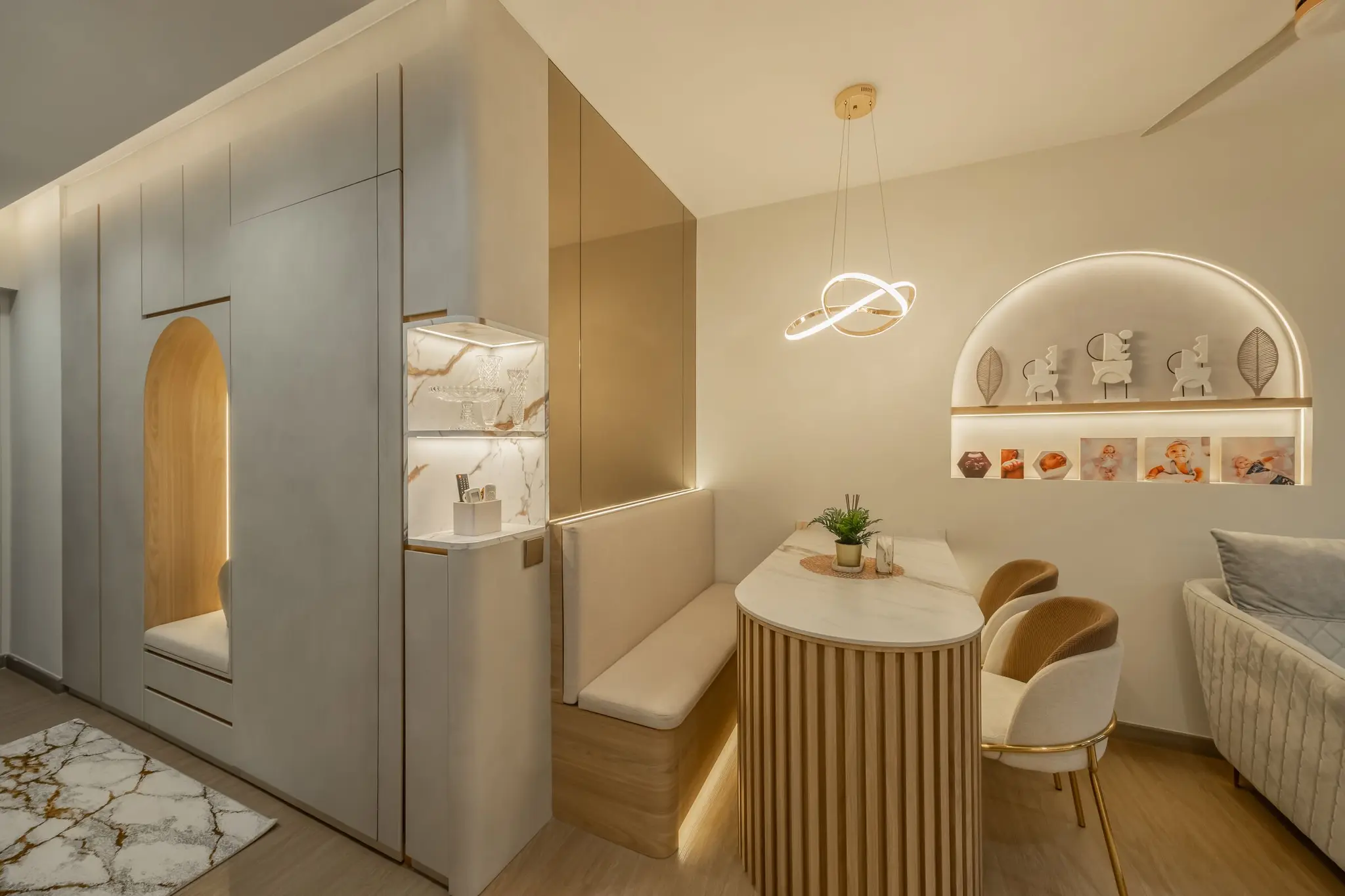 Dining nook and built-in storage at 125A Tengah Drive