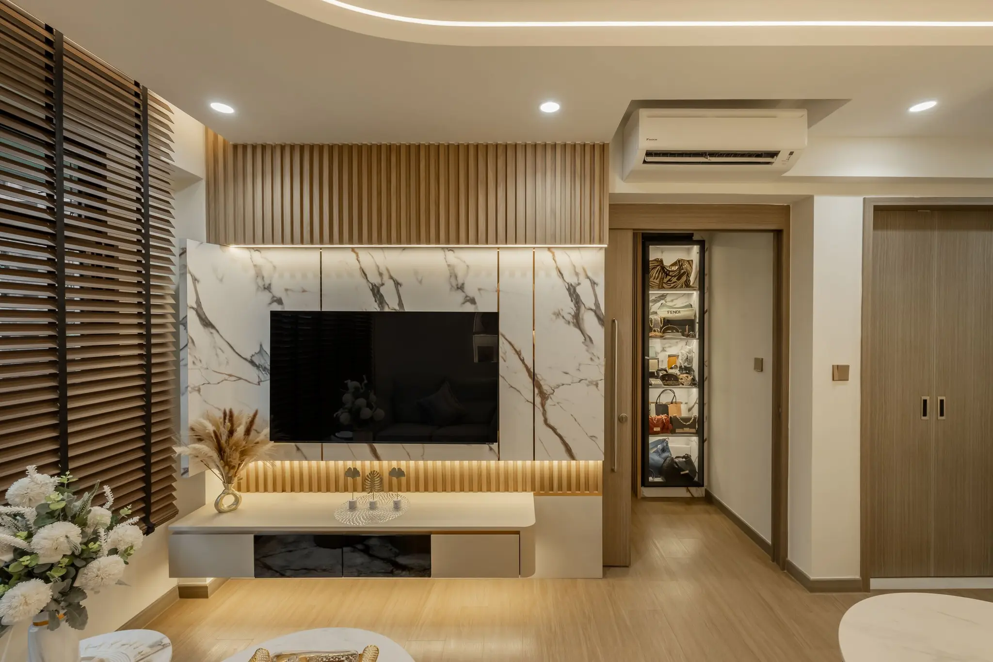 Built-in seating and dining details at 125A Tengah Drive