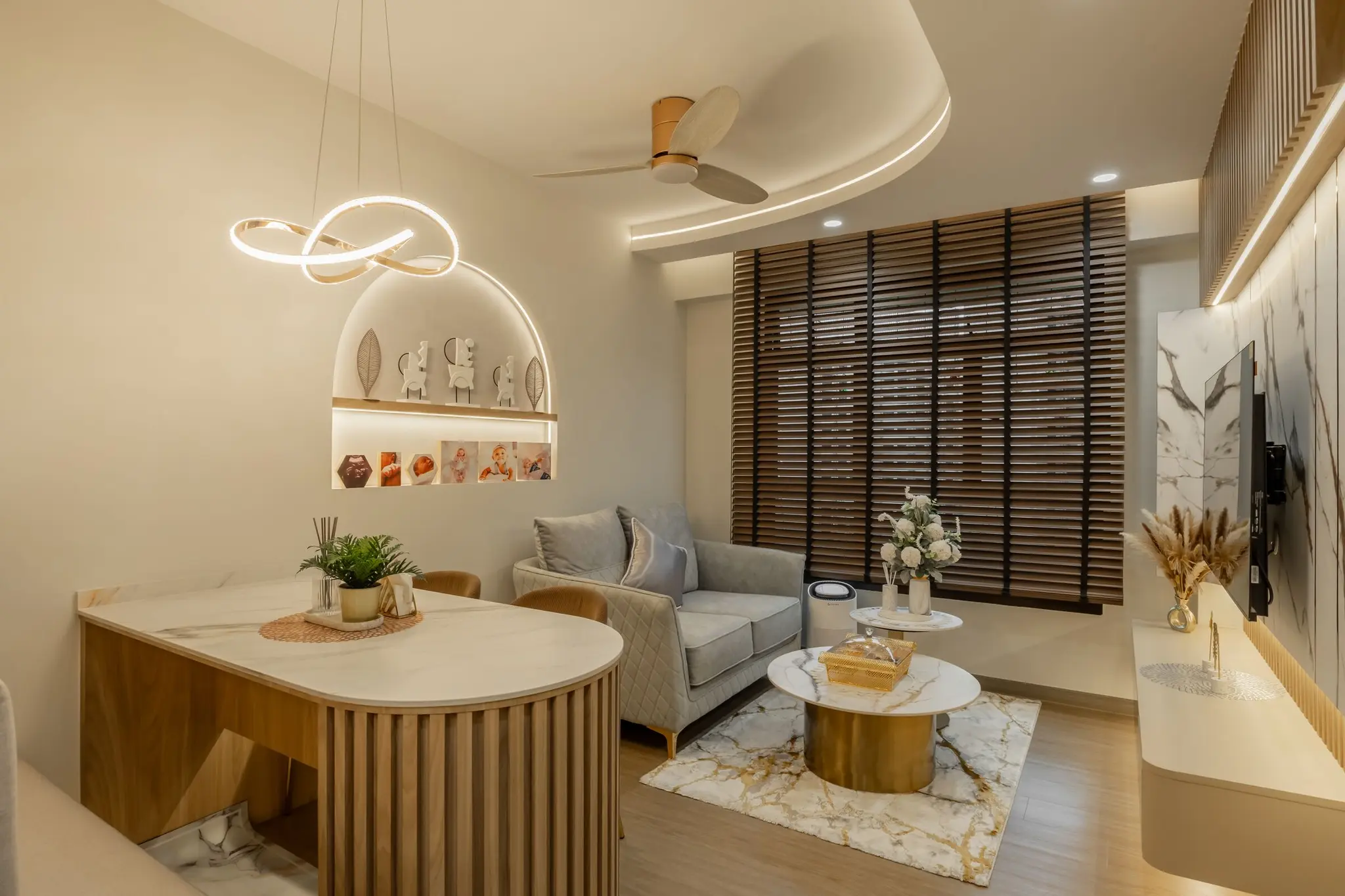 Living room feature wall at 125A Tengah Drive