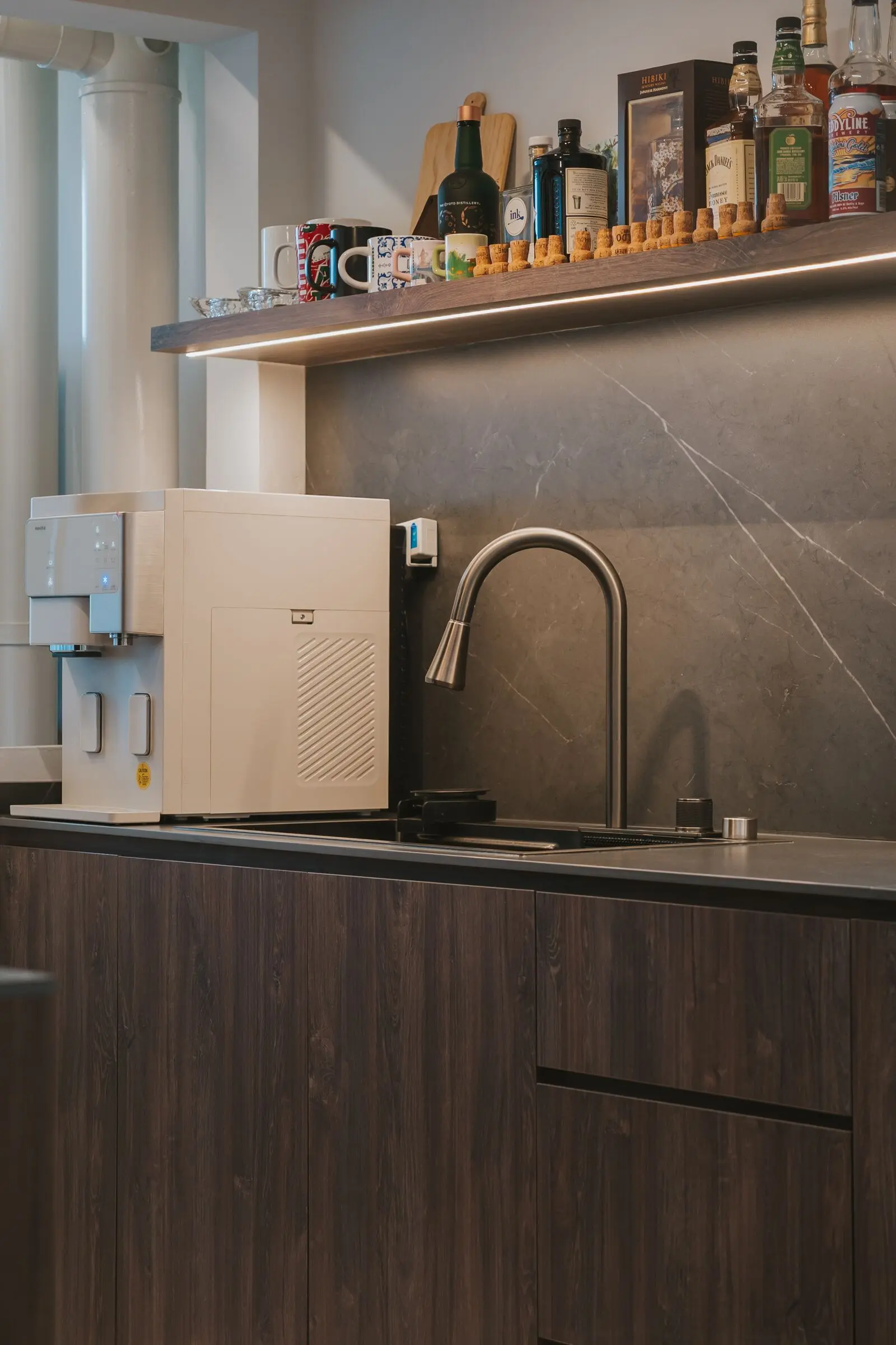 Vertical kitchen sink and backsplash detail at 213C Punggol Walk