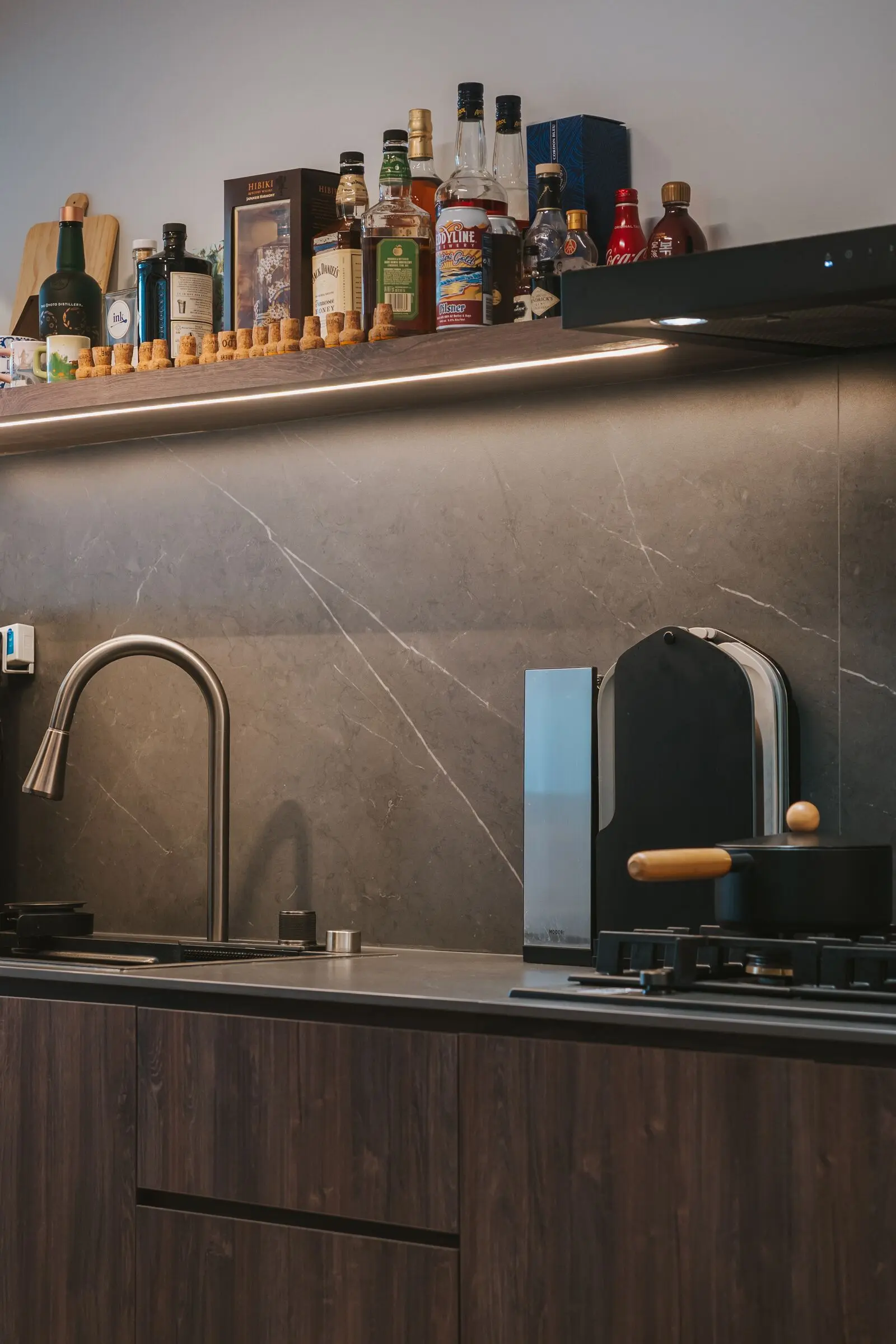 Vertical kitchen sink and backsplash detail at 213C Punggol Walk