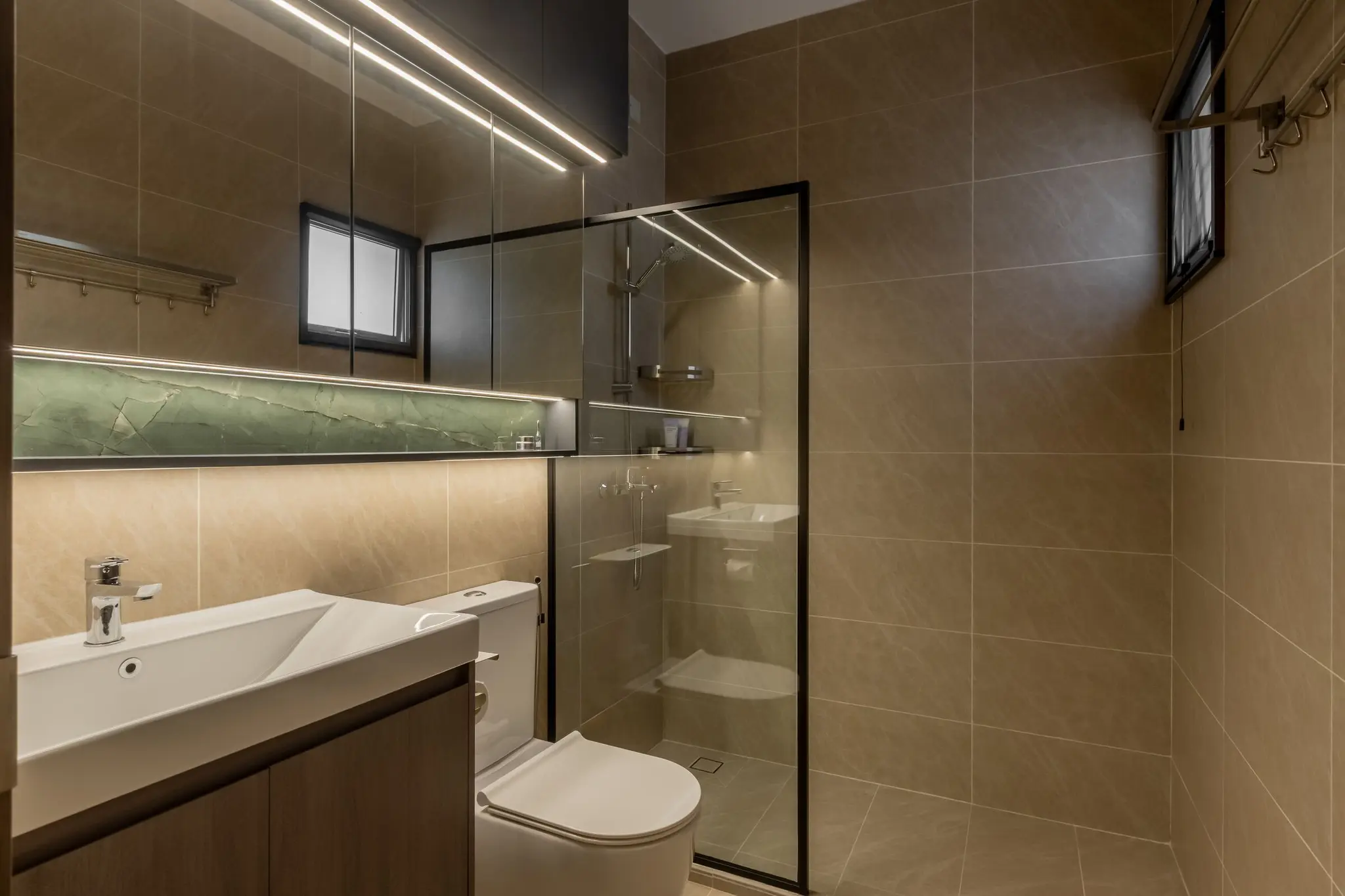 Bathroom vanity and shower at 220B Tengah Garden