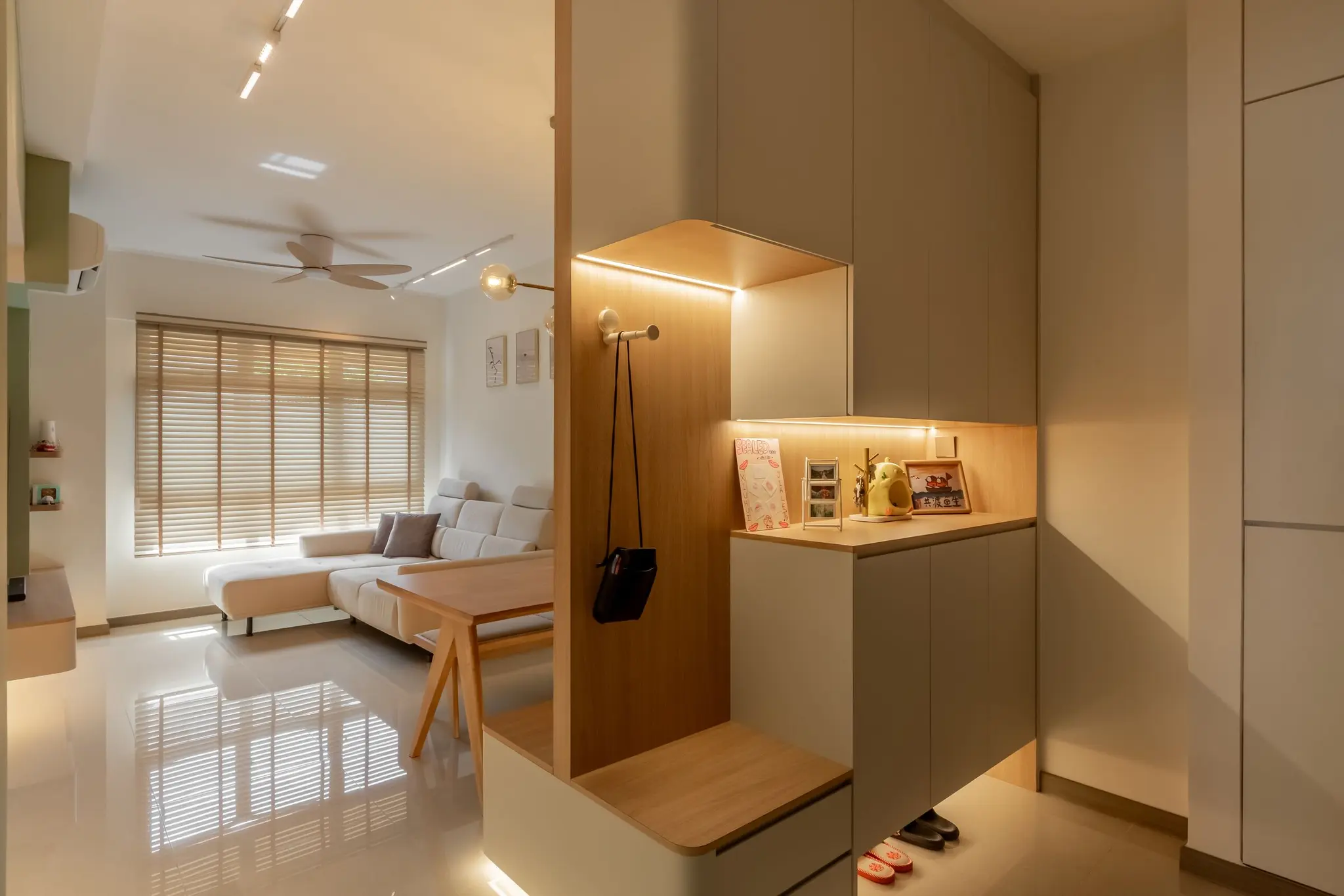 Bedroom with desk and soft green wall at 220B Tengah Garden