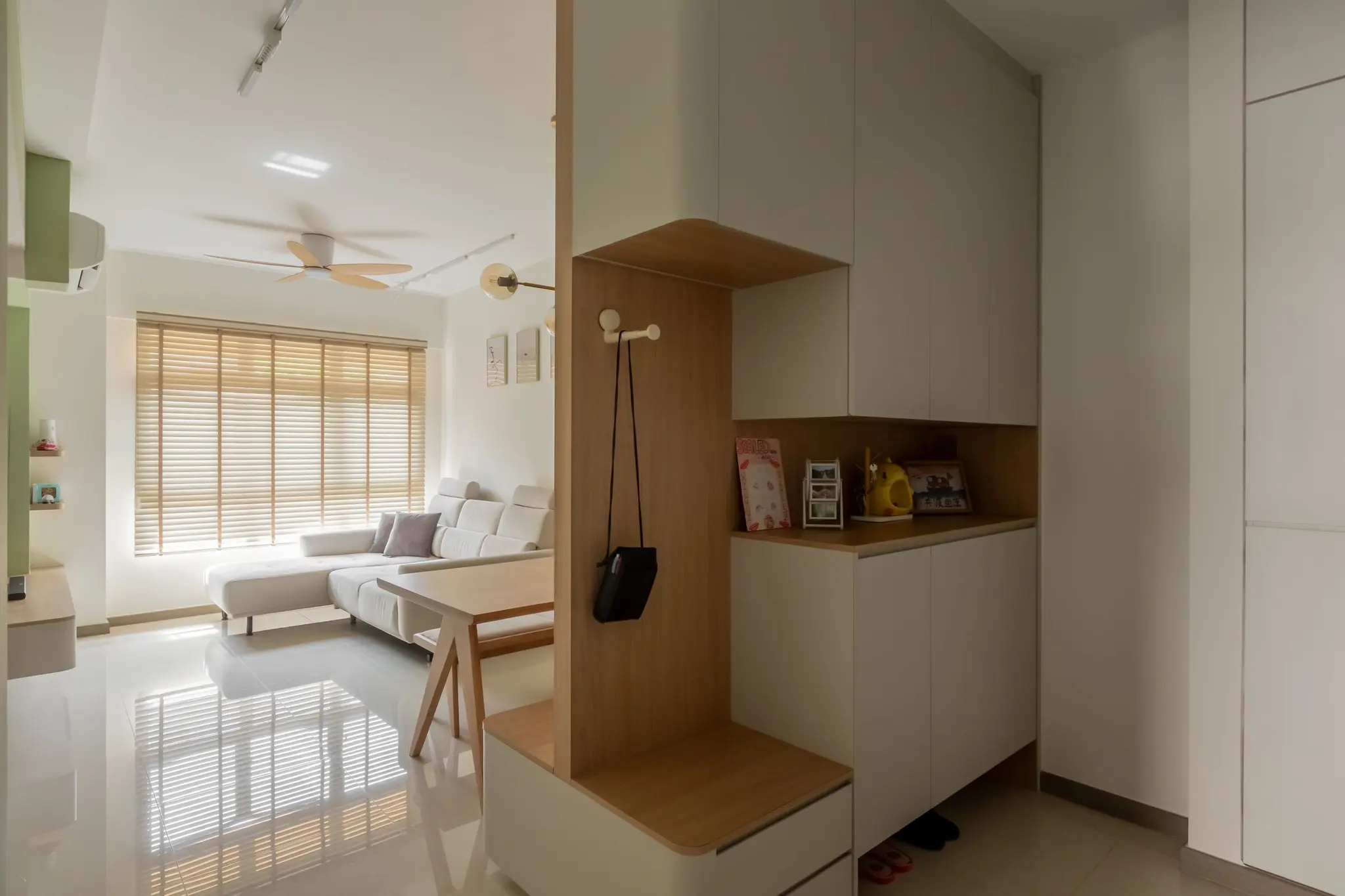 Bedroom storage wall and desk at 220B Tengah Garden
