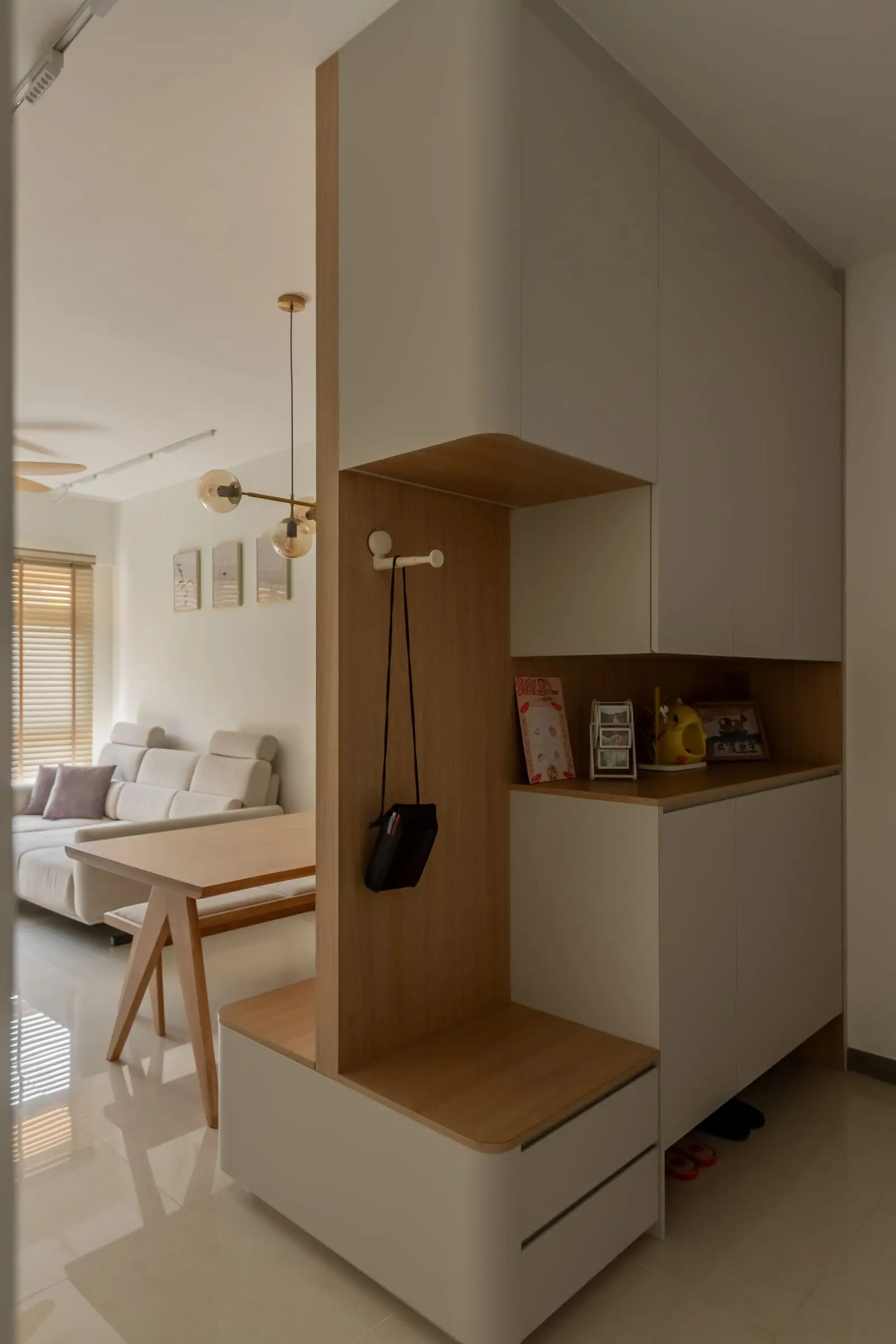 Vertical wardrobe lighting detail at 220B Tengah Garden
