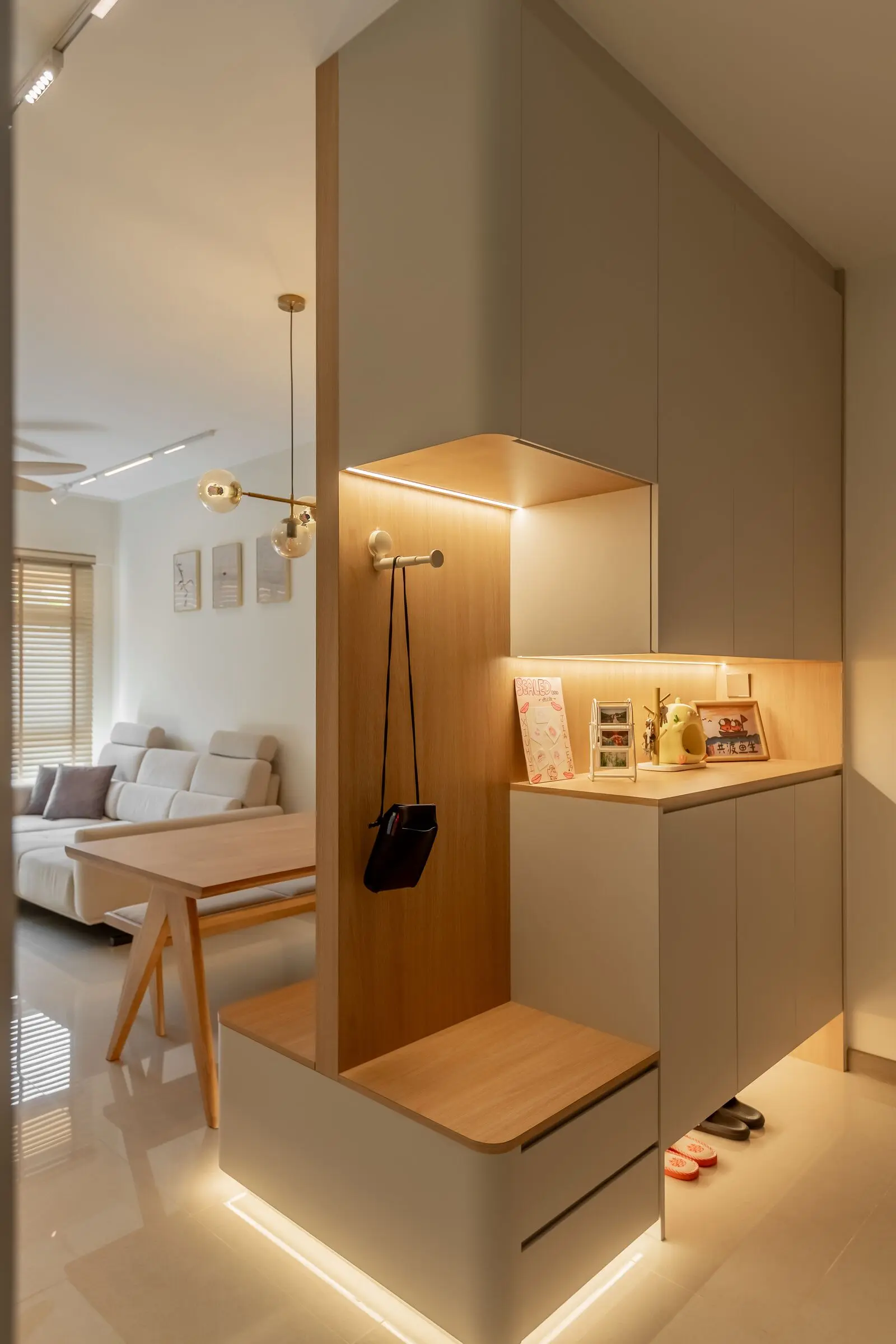 Vertical bedroom side table detail at 220B Tengah Garden