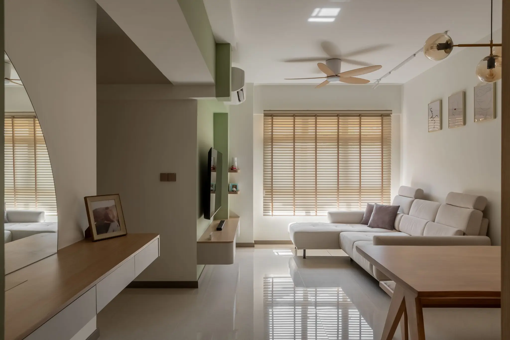 Bedroom with warm wood storage at 220B Tengah Garden