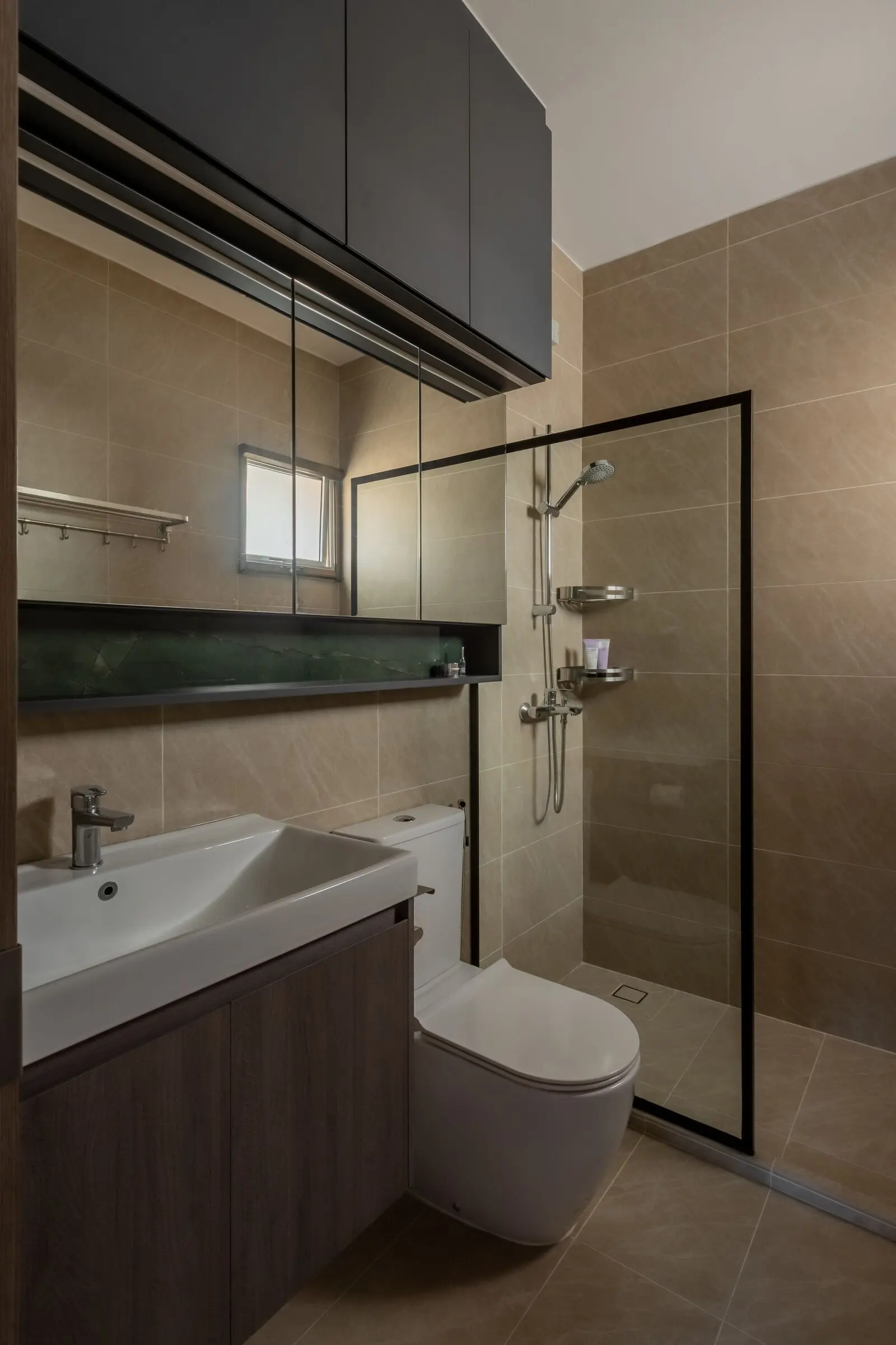 Vertical bathroom vanity detail at 220B Tengah Garden