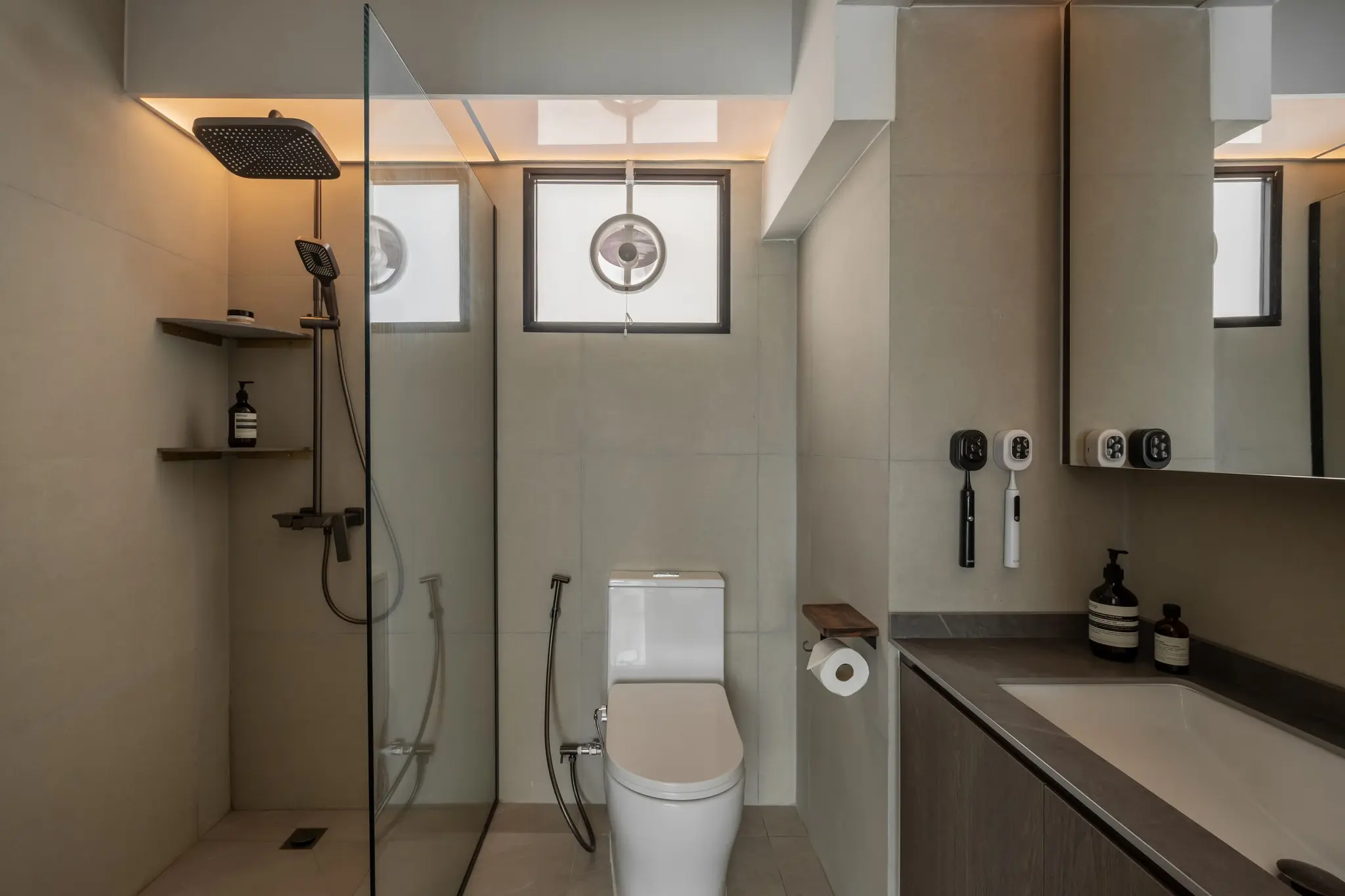 Bathroom vanity and shower at 268C Punggol Field
