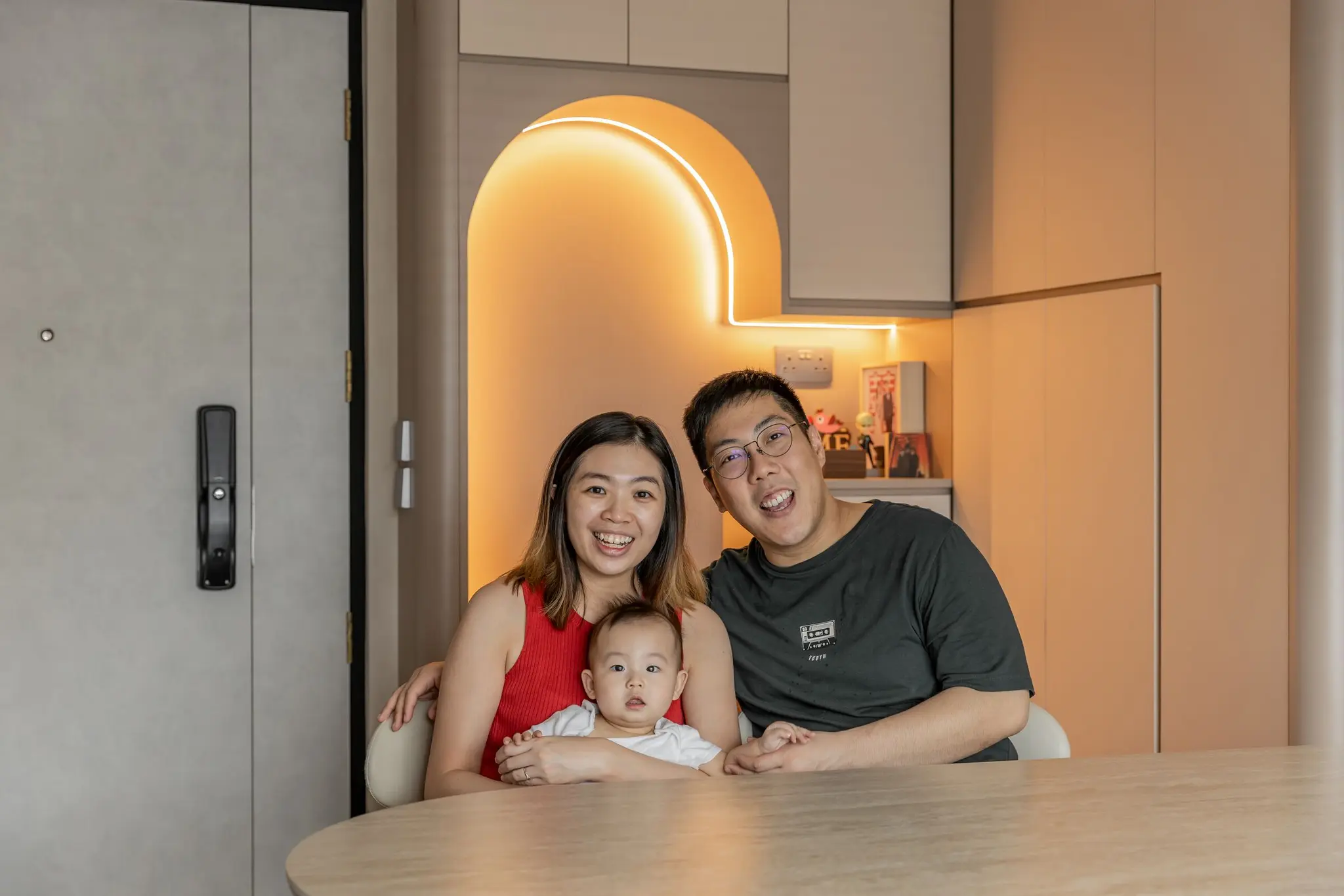 Family portrait in dining area at 268C Punggol Field
