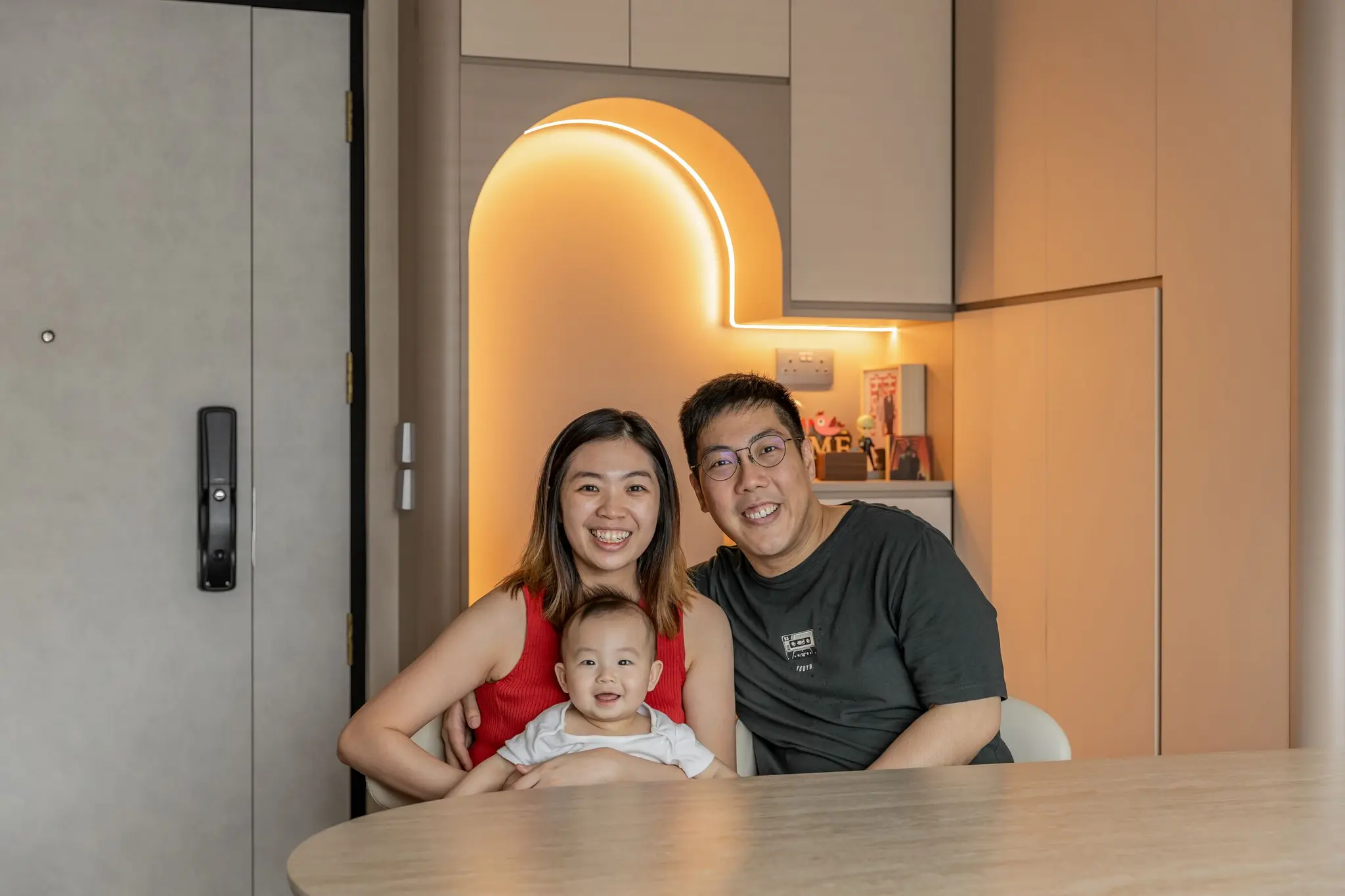 Family in renovated living room at 268C Punggol Field