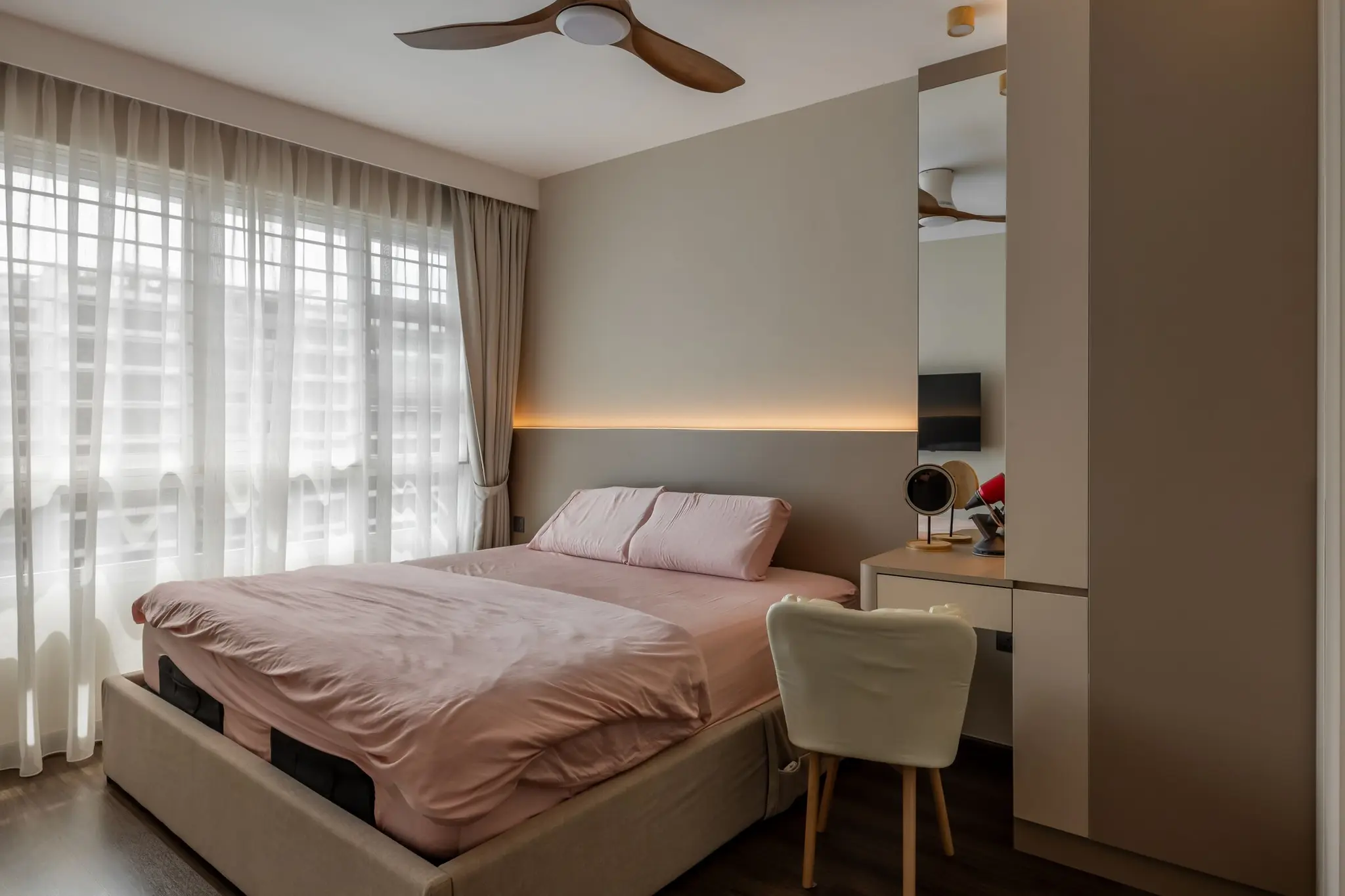 Bedroom with vanity and soft lighting at 268C Punggol Field