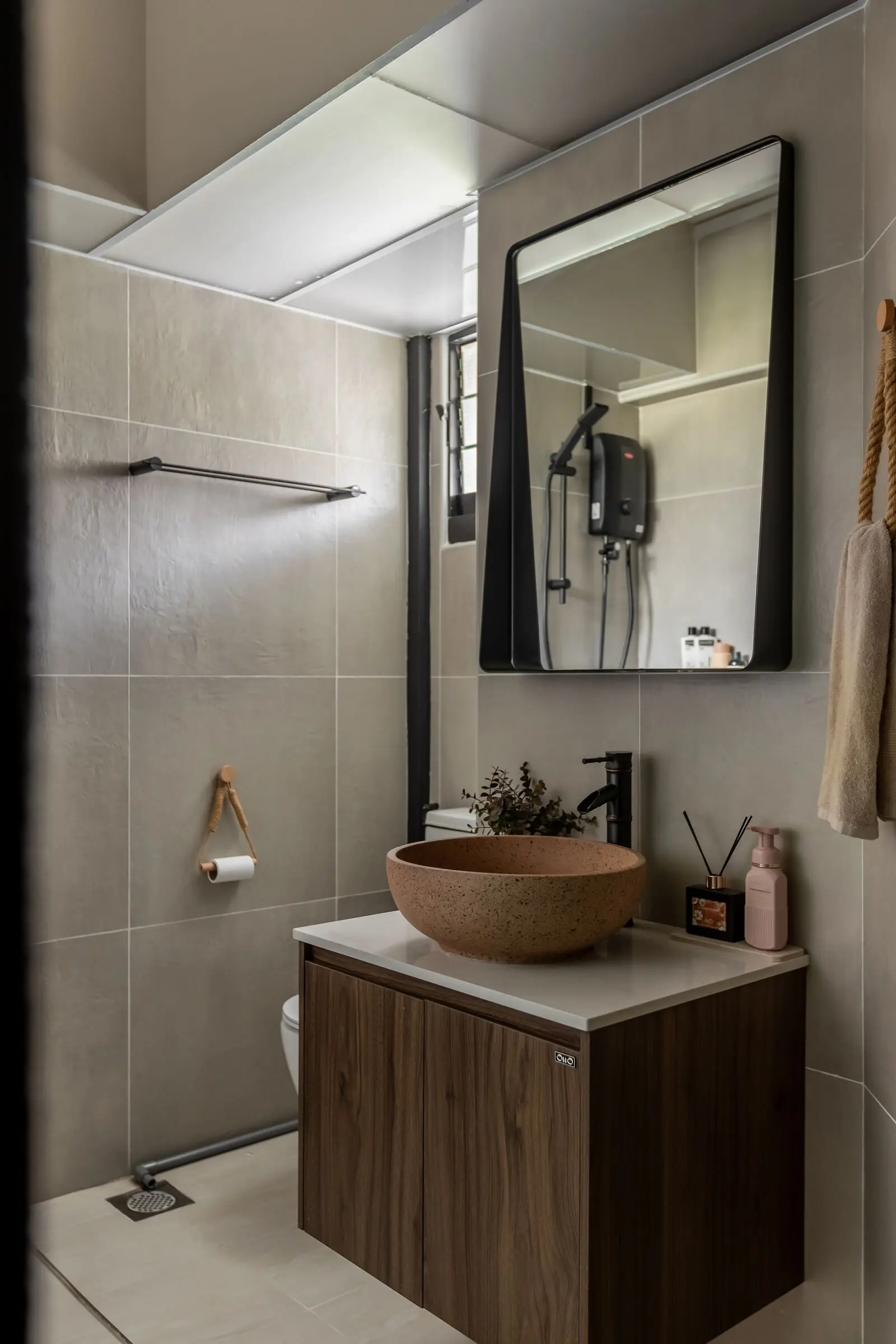 Bathroom vanity with wood cabinet at 401A North Shore