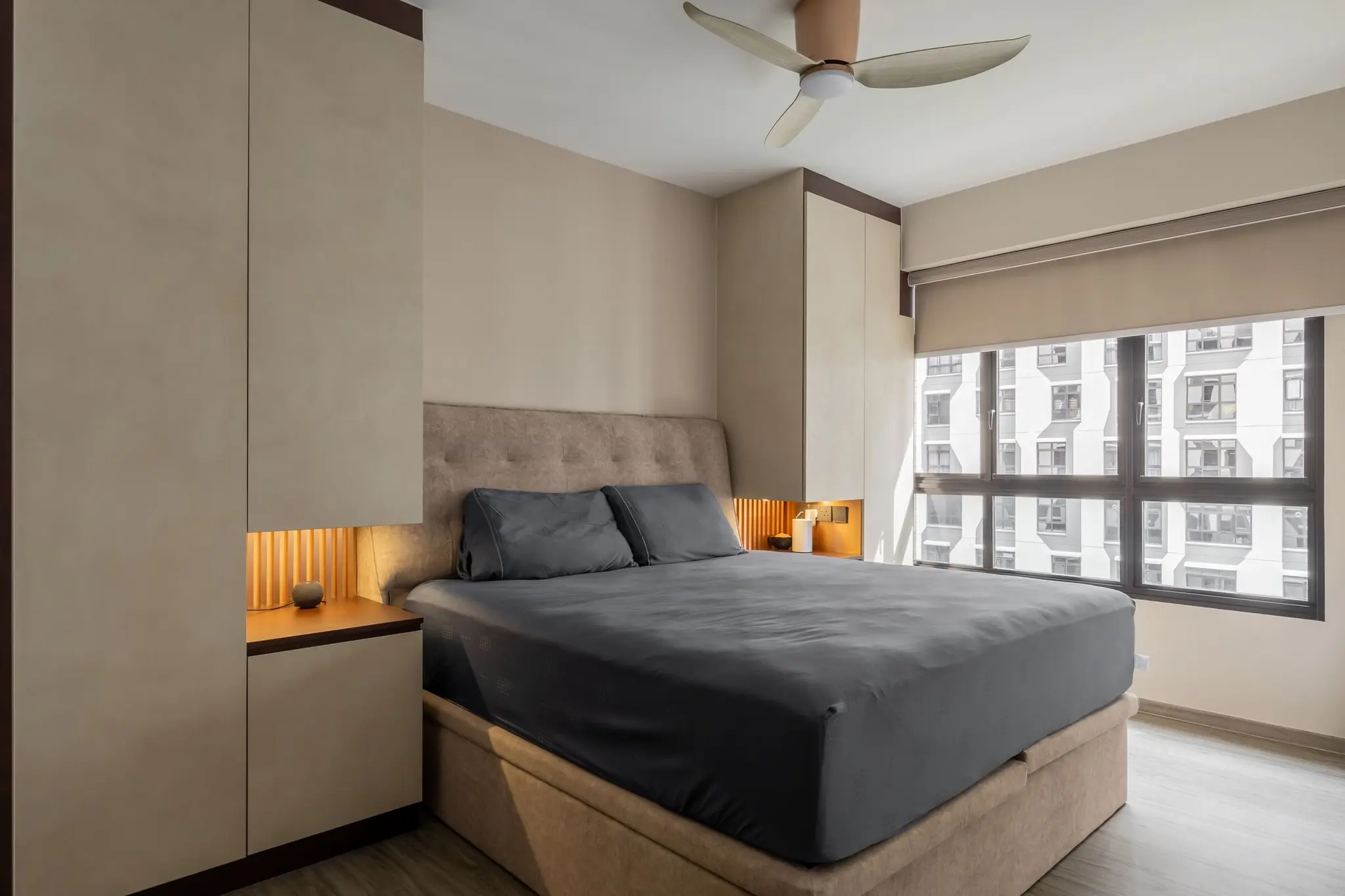 Bedroom with custom carpentry at 447A Punggol Way