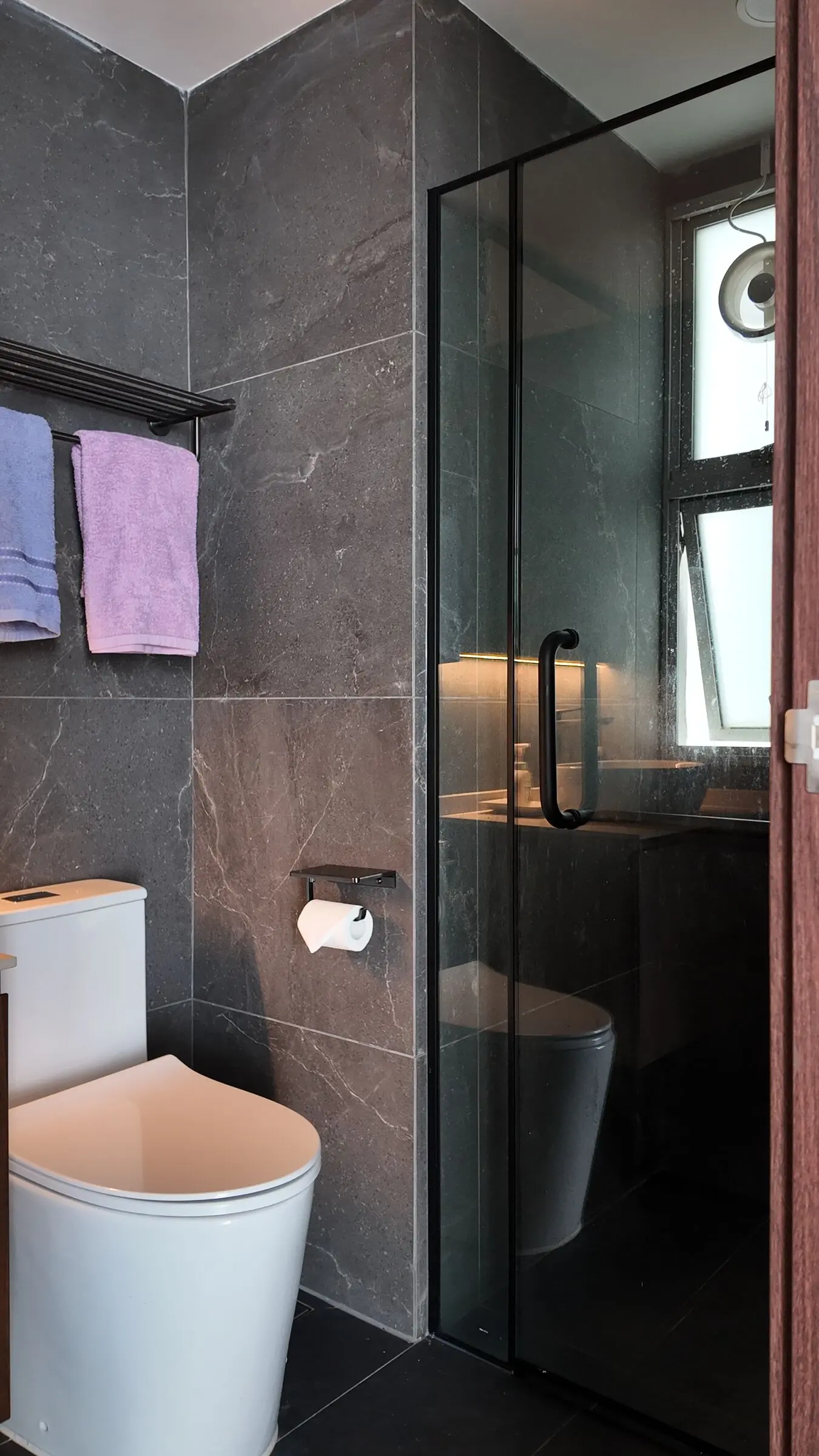 Bathroom storage and basin detail at Lakeshore