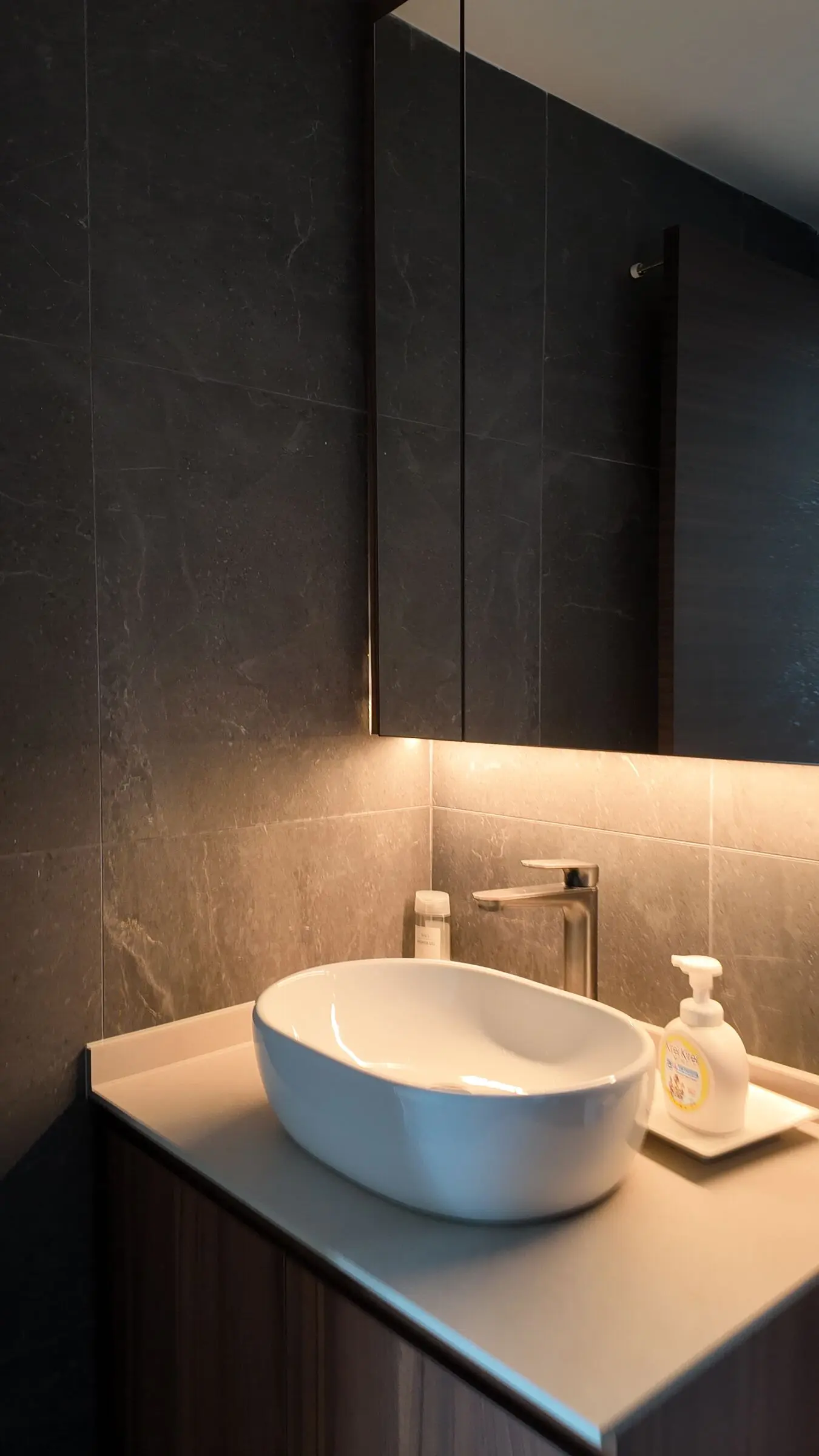 Vertical bathroom fittings detail at Lakeshore